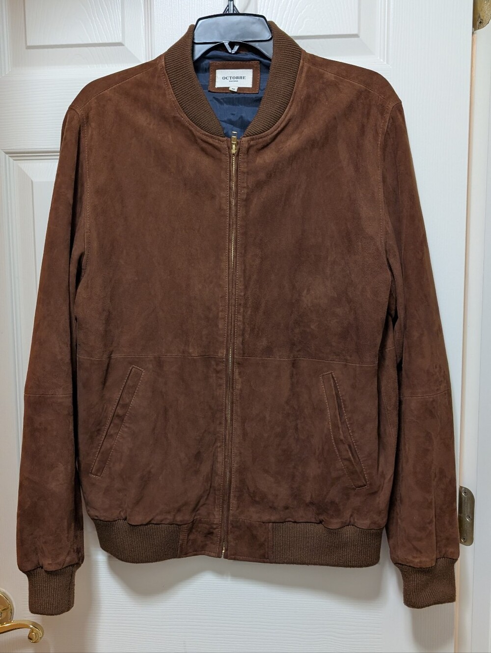 Octobre Editions Suede Harvey Teddy Bomber Jacket Camel Brown Size Medium M